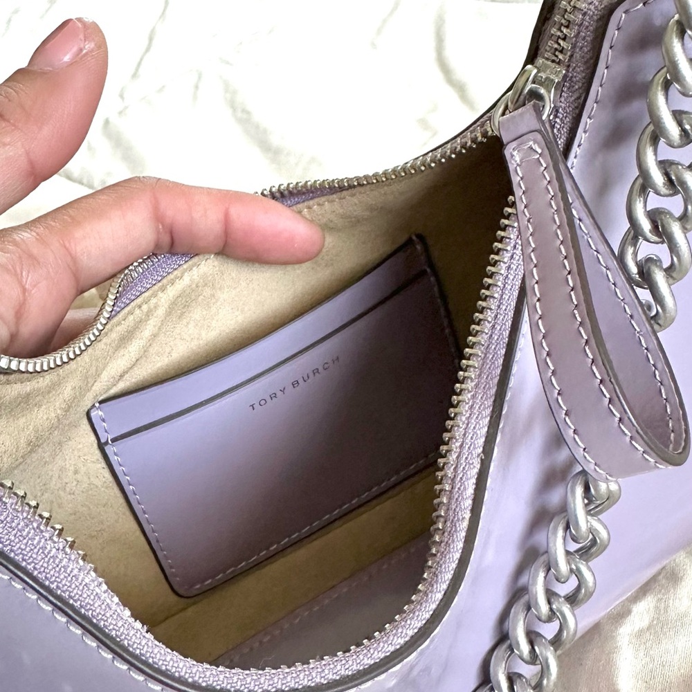 TORY BURCH Mini Leather Satchel Purse Small 151 Mercer Crescent Bag in Lavender - Picture 11 of 15